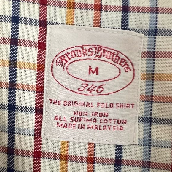 Brooks Brothers 346 Medium Multicolor Check Shirt, Non-Iron, Supima Cotton - Picture 4 of 4